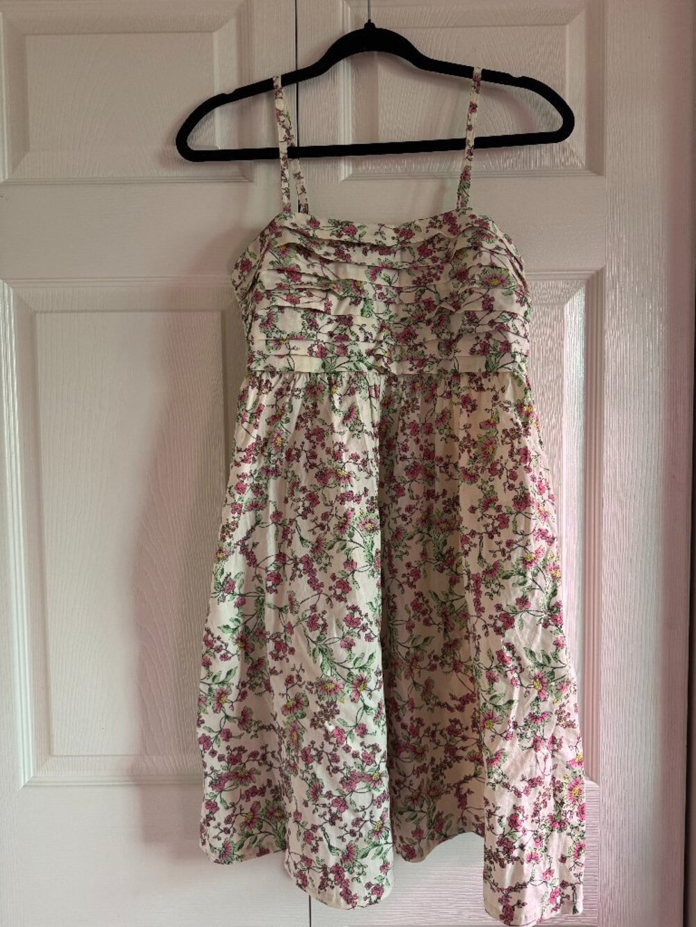Jessica Simpson Floral Cotton Summer Dress Size S – Pink & Green Spaghetti Strap